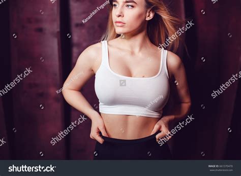 Sexy Blonde Woman Huge Breasts White Stock Photo 661370470 Shutterstock