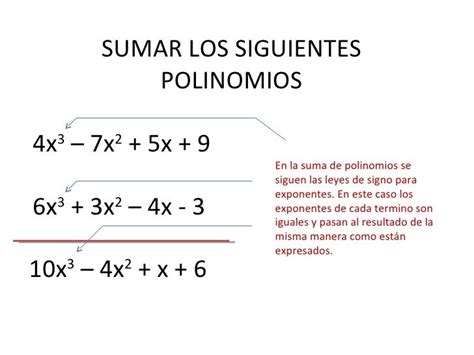 Suma Y Resta De Polinomios