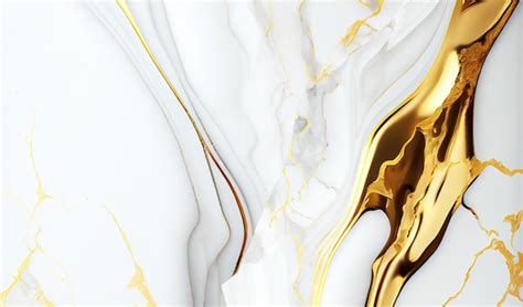 Premium Photo | White and gold marble background generative ai