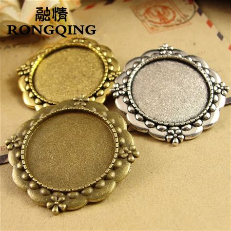 Rongqing Zinc Alloy Mm Flower Brooches Base Blanks Cabochon Settings