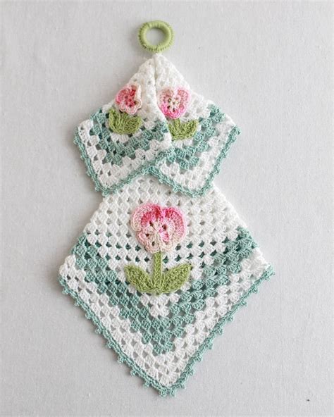 Premium Vintage Potholders Set Crochet Pattern PDF Etsy