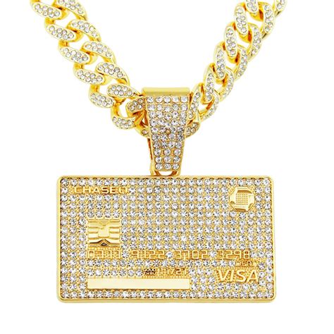 Novo Corrente Cravejada Colar De Hip Hop Full Diamond Hang Tag Pendant