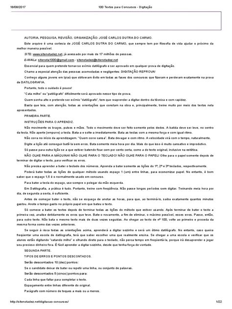 Textos Para Digitar - 100 Textos Para Concursos - Digitação | Lente (Ótica) | Brasil