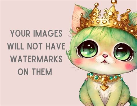 Watercolour Princess Cats Clipart Kawaii Cat Png Digital Image Etsy