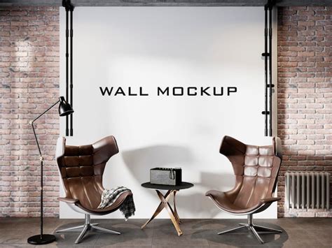 Premium Psd Mockup Poster On Concrete And Brick Wall With Loft Living