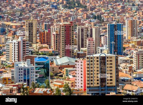 Nuestra Senora de La Paz rapidly growing colorful city with modern ...