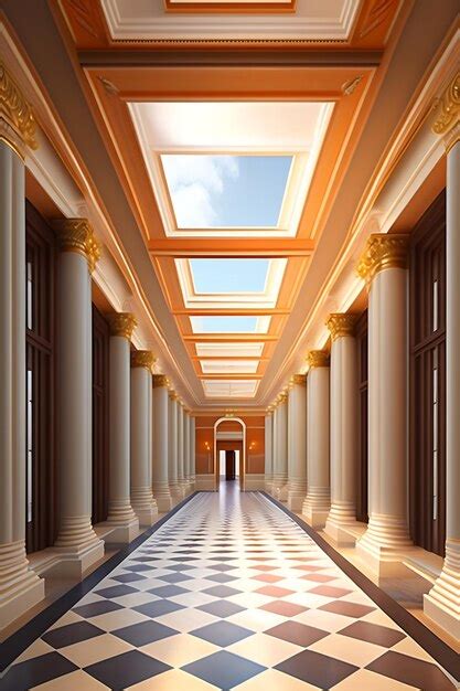 Premium Ai Image Long Gallery Corridor Built In Classical Style