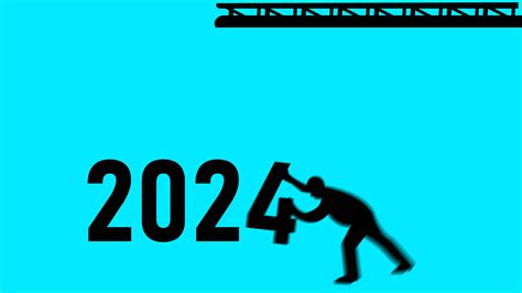 Happy new year 2024 welcome animation. Year changing from 2023 to 2024