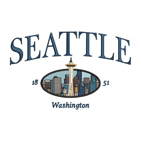 Seattle Washington With Space Needle Machine Embroidery Design Etsy