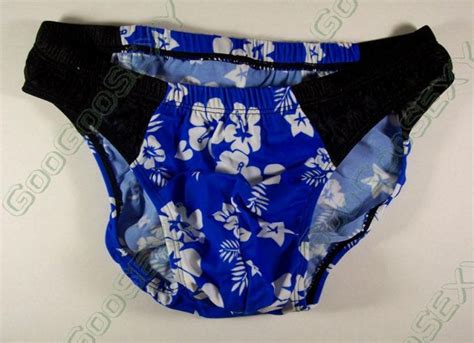 Ra Hot Men Bikini Briefs Swimwear Hawaiian Topical Flowers Blue
