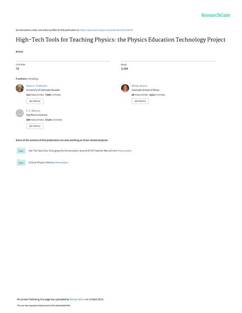 High-Tech Tools for Teaching Physics the Physics Education Technology