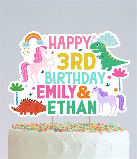 Unicorn And Dinosaur Birthday Party Backdrop Joint Unisex Etsy