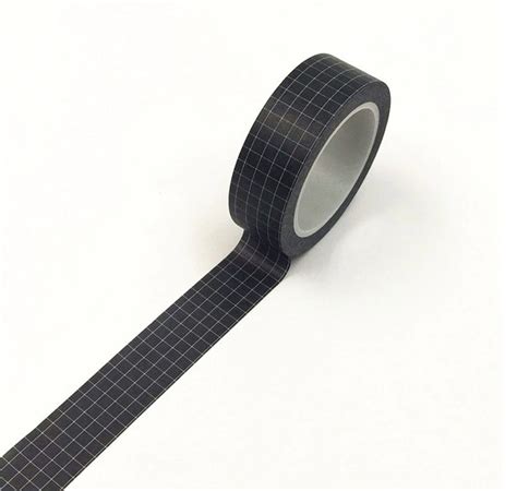 Grid Washi Tape Black Washi Tape Japanese Washi Masking Etsy