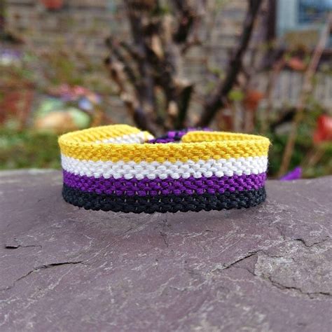 Non Binary Pride Flag Friendship Bracelet Anklet Black Etsy