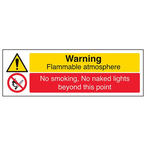 Warning Flammable Atmosphere No Smoking No Naked Lights Caution Danger Safety Signs