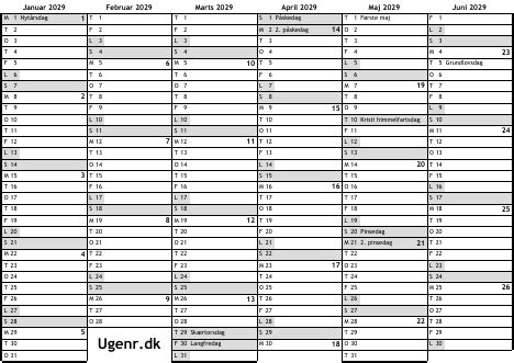 Danske Helligdage 2029 Ugenr Dk