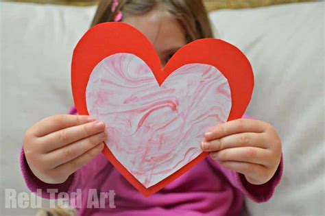 Valentines Cards For Kids: Shaving Foam Marbling - Red Ted Art's Blog