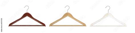 Clothes hanger isolated on white background. Wooden hanger Realistic vector clothes hanger ...