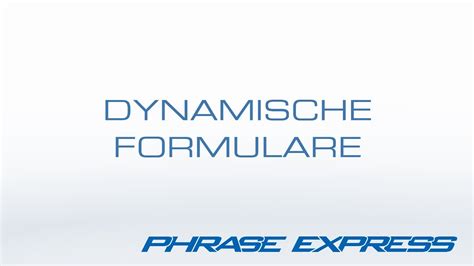 Dynamische Formulare YouTube