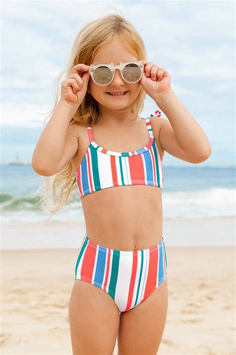 Girls Rainbow Strap Bralette High Waist Bikini Set Cupshe UK