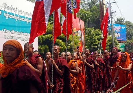 Rakhine Buddhist Monks Hold Flags March Editorial Stock Photo Stock