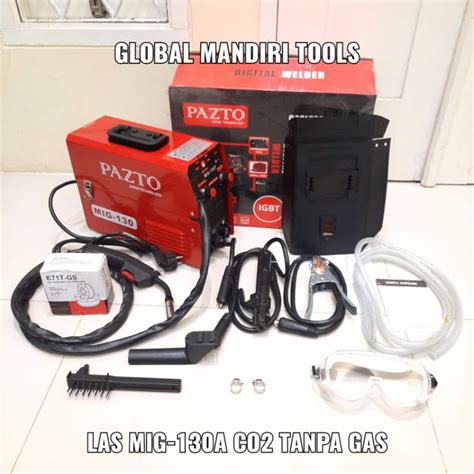 Jual Mesin Las MIG 130 A CO2 PAZTO Tanpa Gas Welding MiGi Gasless BONUS