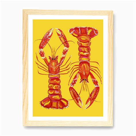 Langoustines On Yellow Art Print By Alice Straker Fy