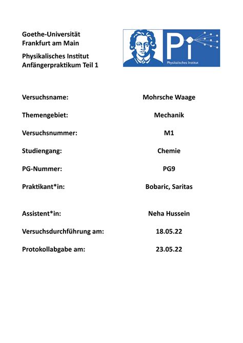 M Protokoll M Protokoll F R Das Physikalische Anf Ngerpraktikum Ap