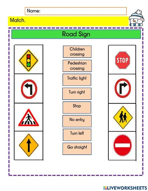 Road Sign Exercise Traffic Signal Worksheets