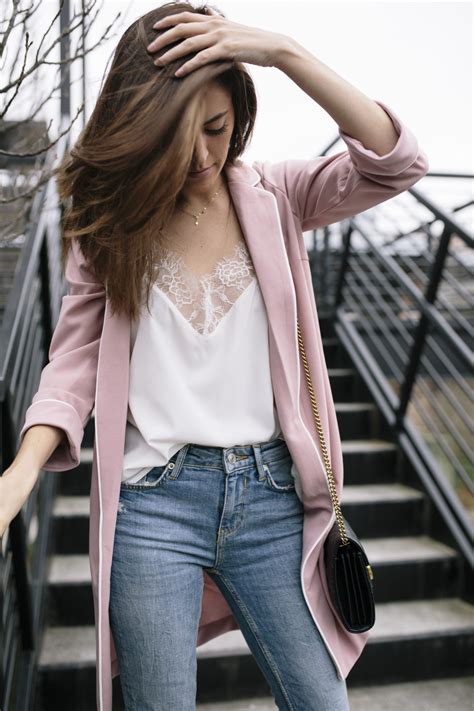 Pink And Lace Lush To Blush Pink Blazer Outfits Tank Outfit