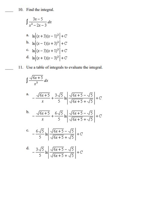 Solved 10 Find The Integral ∫x2−2x−33x−5dx A