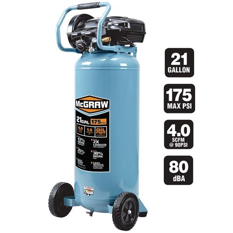 MCGRAW 8 Gallon 1 5 HP 150 PSI Oil Free Portable Air Compressor For