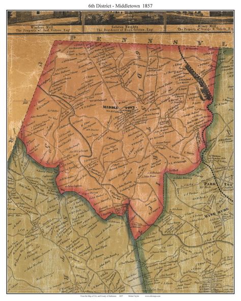 6th District - Middletown, Maryland 1857 Old Town Map Custom Print ...