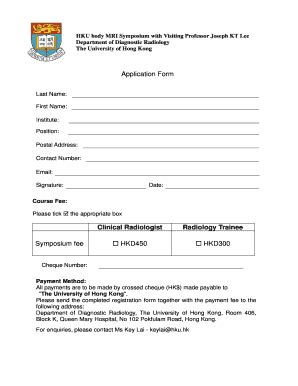 Fillable Online Diaradio Hku Application Form Hong Kong University