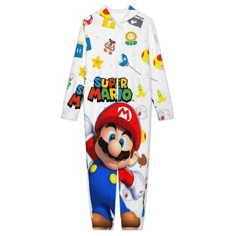 Super Mario Kids Cartoon One-piece Pajamas Winter Warm Home Pajamas