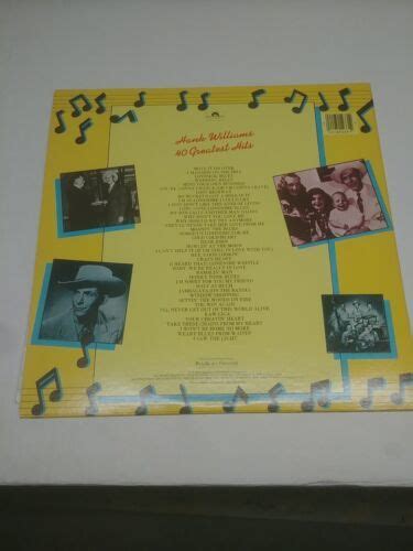 Hank Williams 40 Greatest Hits 1978 Vinyl Lp Double Album Polydor 4638418803