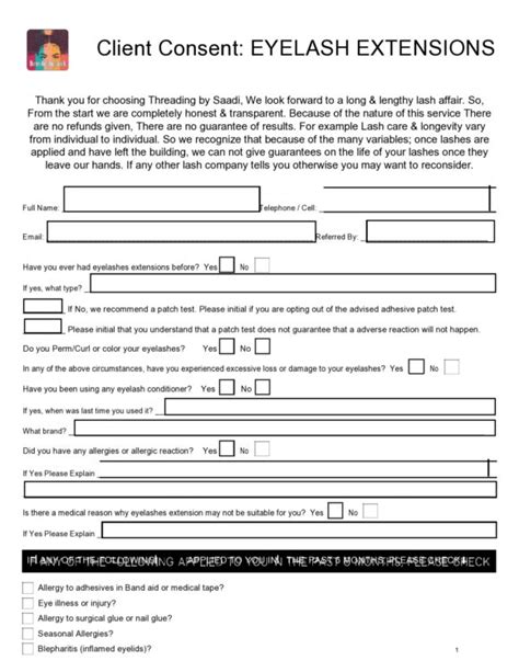 40 Printable Eyelash Extension Consent Forms 100 Free