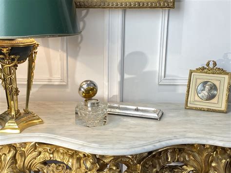 Proantic Encrier Et Plumier Ancien En Cristal Baccarat Et Argent