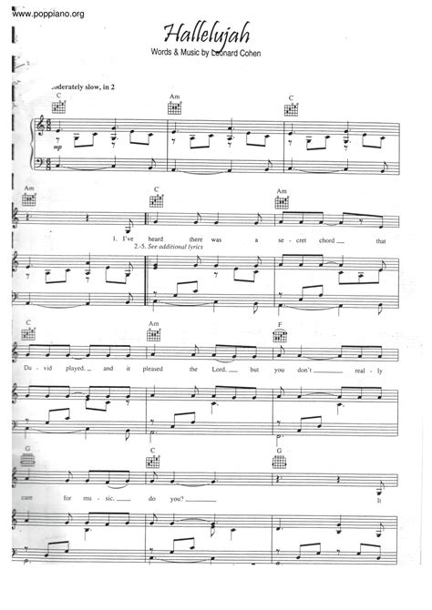 Hallelujah Sheet Music Piano Score Free Pdf Download Hk Pop Piano