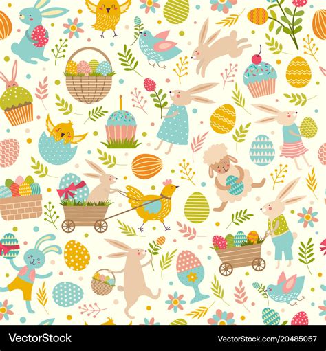 Cute Easter Seamless Pattern Royalty Free Vector Image