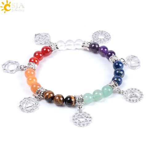 Csja New Hot Mm Chakra Bracelet Healing Balance Energy Beads Prayer