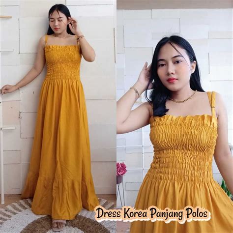 Jual Dress Korea Panjang Polos Shopee Indonesia