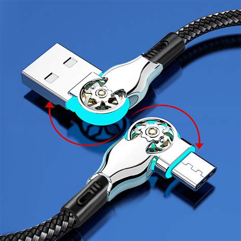 Fast Charging Cable 180 Degree Elbow Rotation Usb A To Type C Cable Data Cord Us Ebay