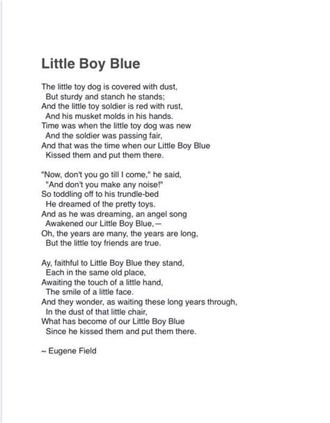 Little Boy Blue Poem PDF Download - Etsy