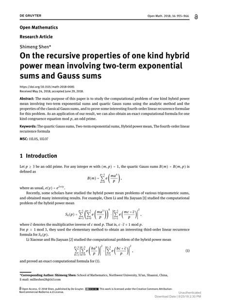 Pdf On The Recursive Properties Of One Kind Hybrid Power Mean