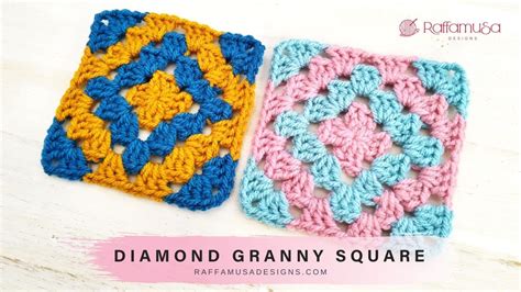 Crochet Diamond Granny Square Pattern Tutorial Raffamusadesigns Youtube