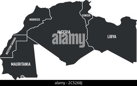 Karte der Maghreb Länder Nordwestafrika Staaten Vektorgrafik Stock