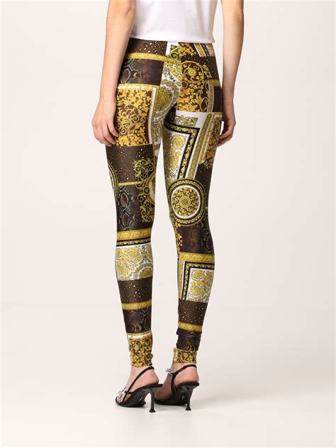 Versace Leggings With Baroque Print Gold Pants Versace A83807