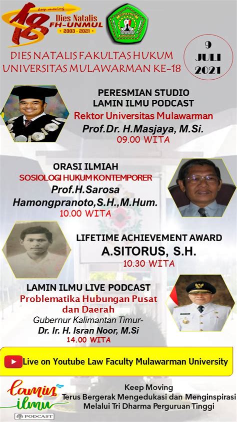 Rangkaian Acara Dies Natalis Fakultas Hukum Unmul Ke 18