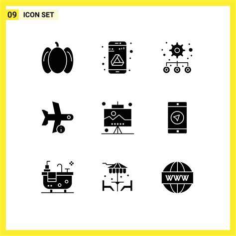 Pack Of 9 Creative Solid Glyphs Of Seo Development Management